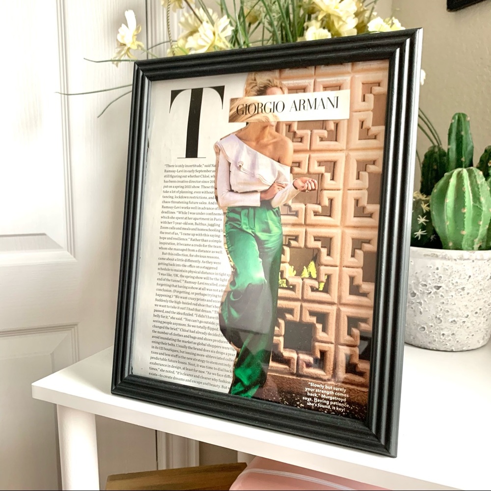 Giorgio Armani Green Satin Pants Collage Wall‎ Art Editorial Fashion Print